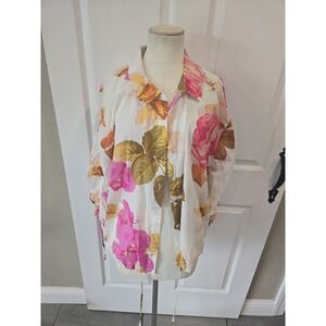 Marc New York Jeans 2X Floral Print Button‎ Up Shirt Plus Size